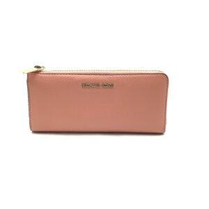 Michael Kors Women's Jet Set Wallet Peach Leather Quarter-Zip